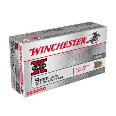 Munitions WINCHESTER cal 9mm 124Gr FMJ X50